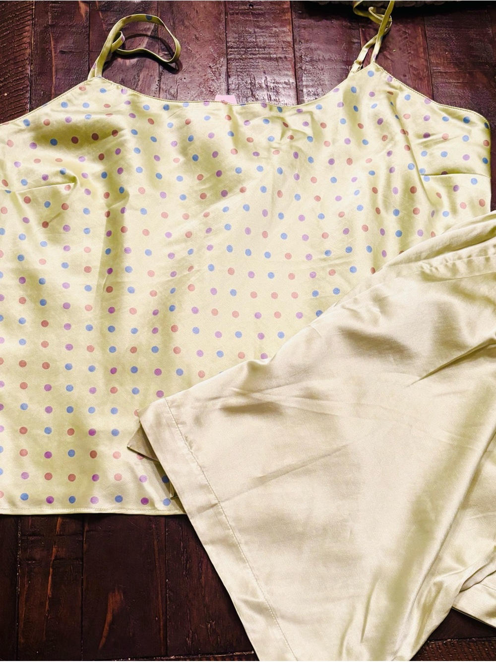 Vintage NWT Victoria’s Secret Silk Polka Dot Pajama Set Rare Y2K Size L